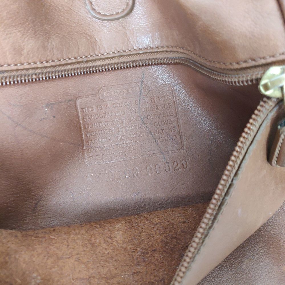 💥XL COACH TAN BROWN GENUINE LEATHER BACKPACK SHOULDER BAG CARRY ALL - Picture 9 of 10